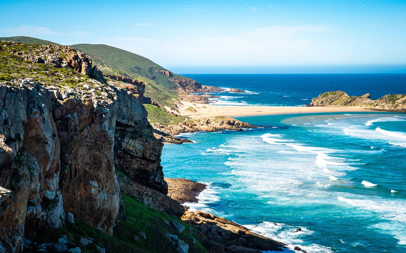 View of the hike from Robberg Nature Reserve in the Western Cape province, South Africa. High quality photo